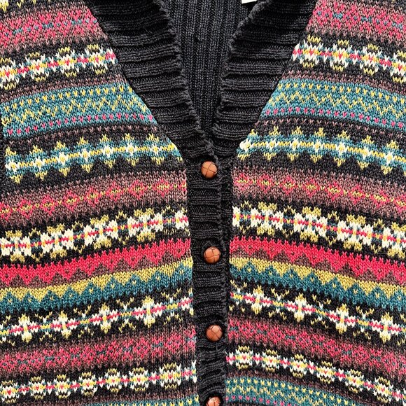 Vintage Fall Knit Cottagecore Granny Button Vest Natural Fibers 100% Cotton - Picture 5 of 7